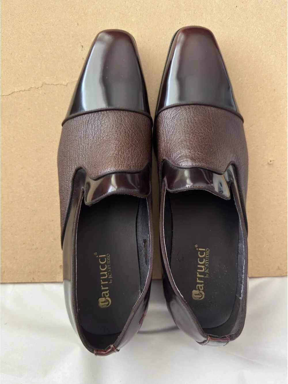 Carrucci KS2240-05 P Men’s Deerskin Leather Loafers Burgundy Slip On Dress 15